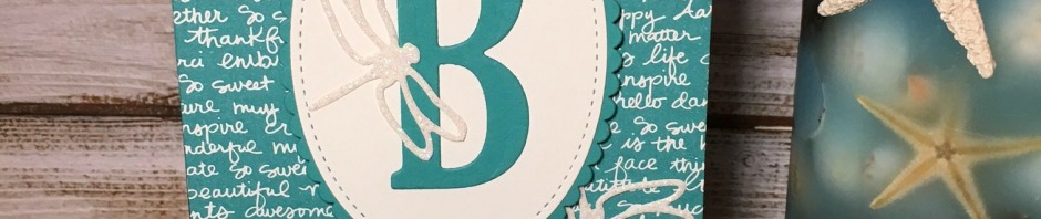 StampinUp, CAS, Note Pad with Pen, made with Detailed Dragonfly Thinlits Dies, Bermuda Bay Designer Series Paper DSP, Stitched Framelits, Layering Oval Framelits, Large Letters Framelits, designed by demo Lynn Tague. See more cards and gift ideas at BeyondBeachesandBlessings.com #BeyondBeachesandBlessings